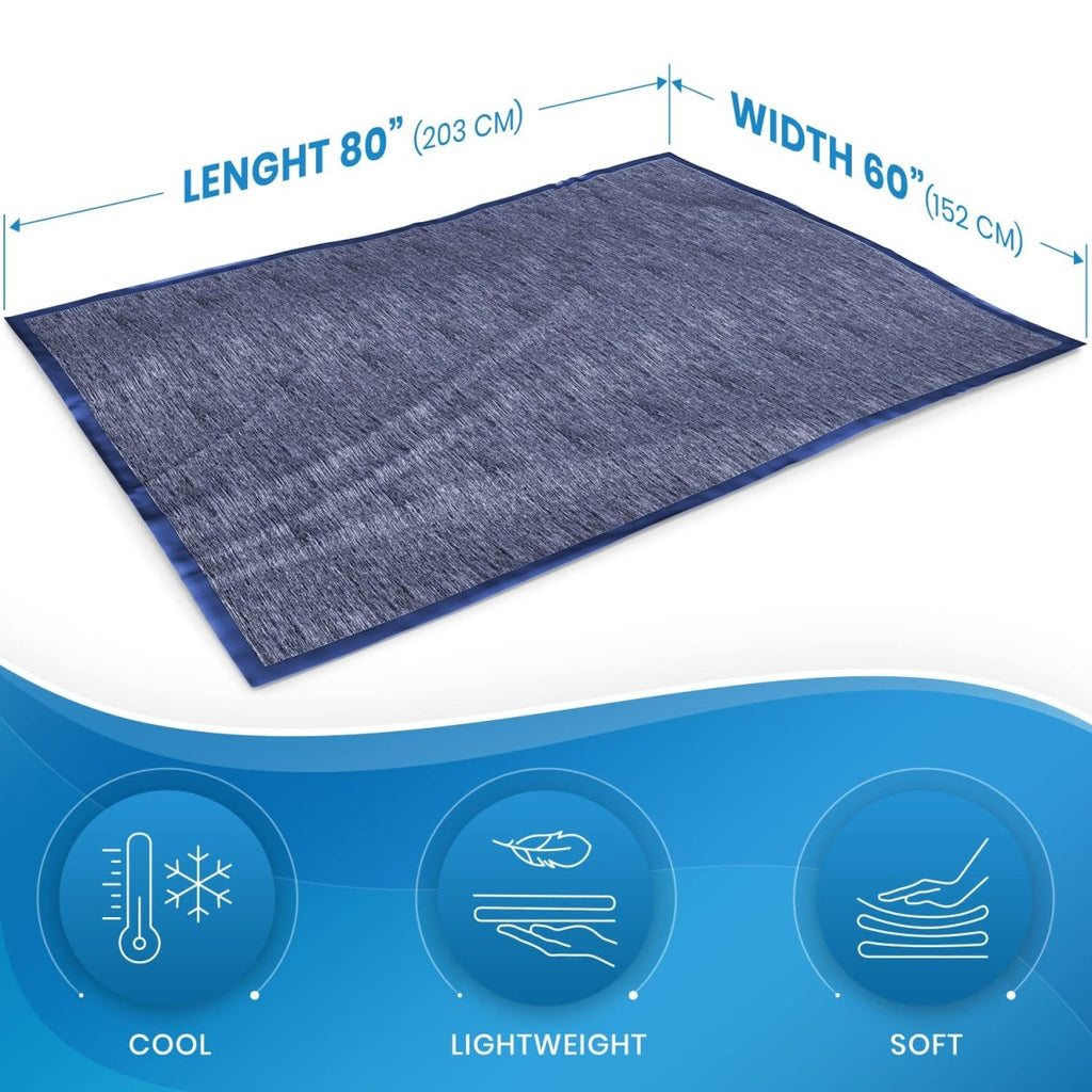 Everlasting Comfort cooling blanket in blue measuring 80 by 60 inches lightweight soft and cool