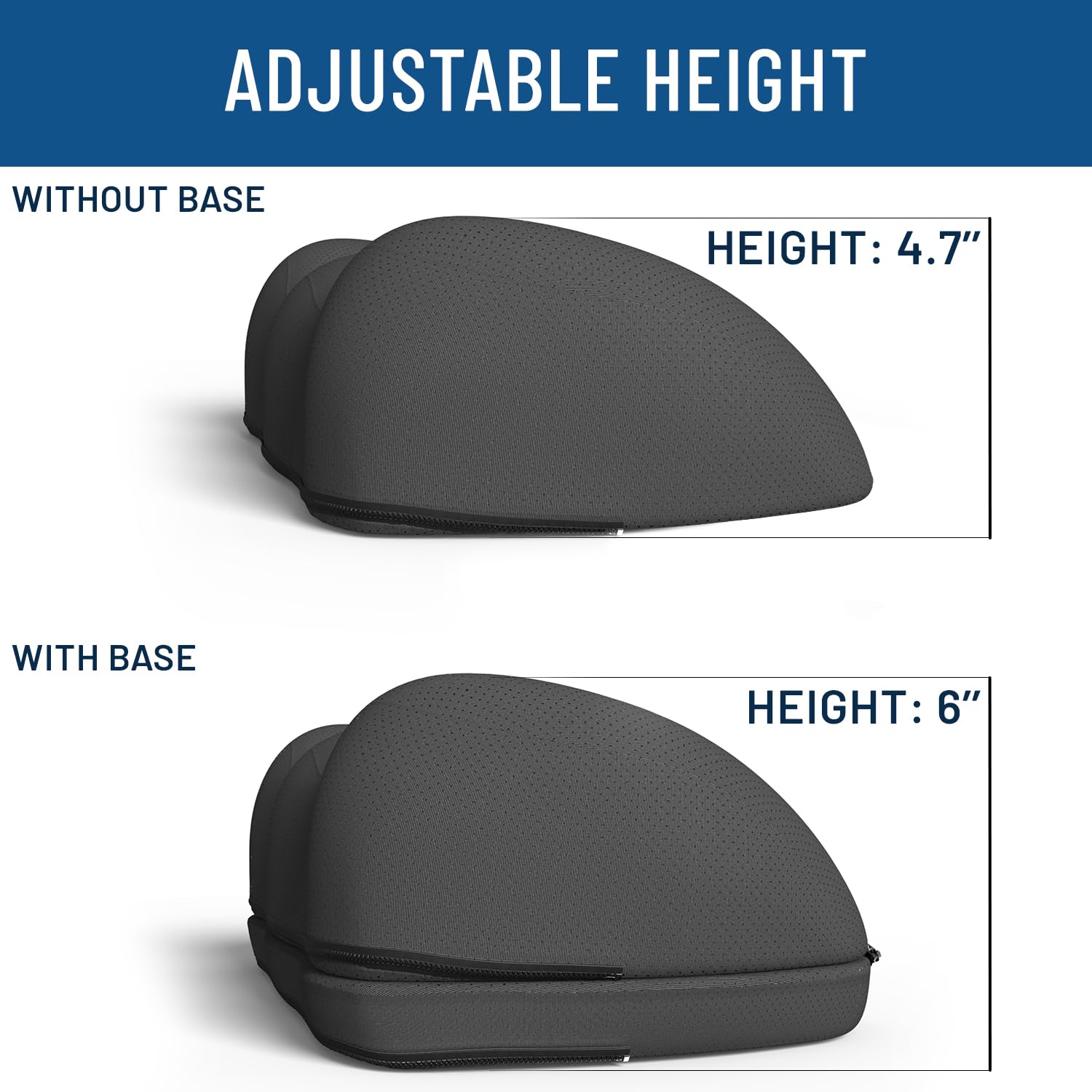 Ergonomic foot rest for office by craques with adjustable height 4.7 inches without base and 6 inches with base
