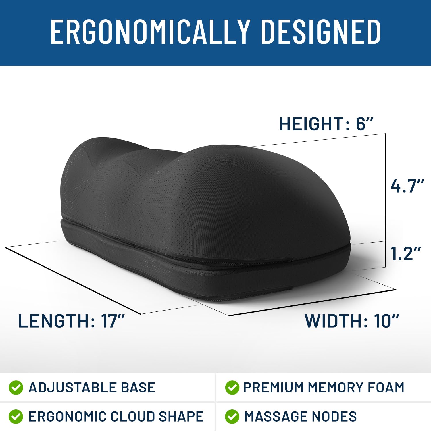 Ergonomic foot rest for office with adjustable base memory foam and massage nodes by craques