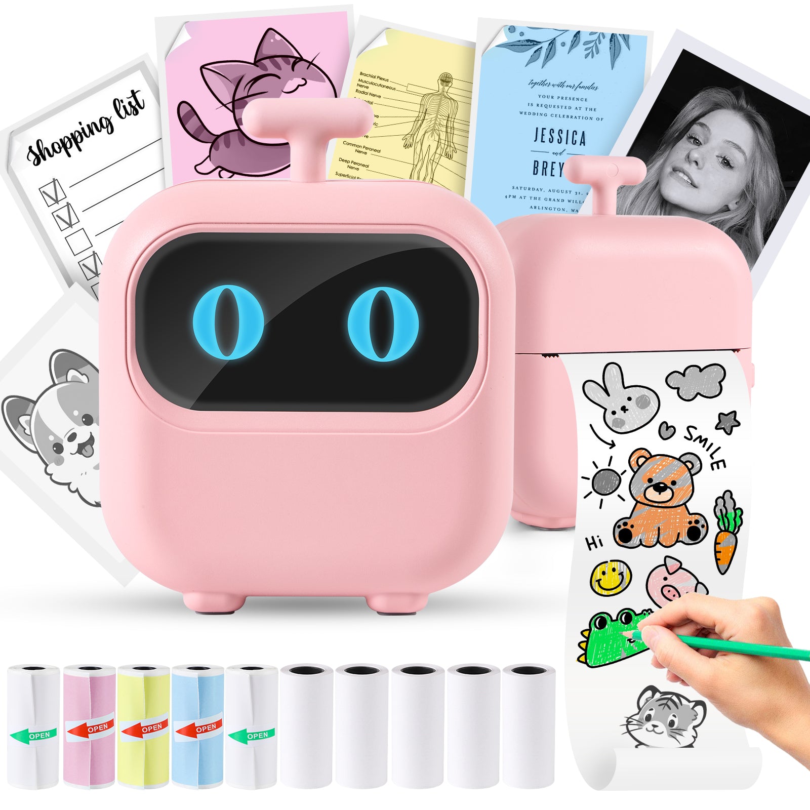 Thermal Mini Printer X2 Inkless Sticker Maker With Papers & Bluetooth Portable Pocket Phone For Notes Receipts Pictures