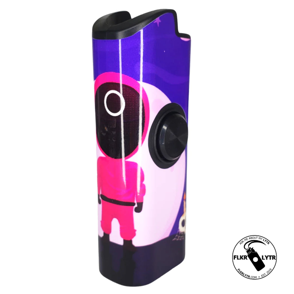 Limited edition squid game lighter featuring a colorful character design by craques