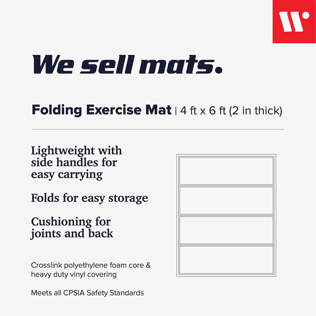 Foldable exercise mat for home 4 by 6 feet with cushioning and side handles for easy carrying