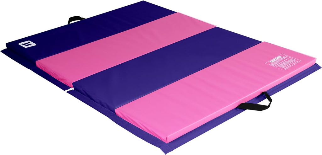 Craques foldable exercise mat for home in pink and purple with carrying handles