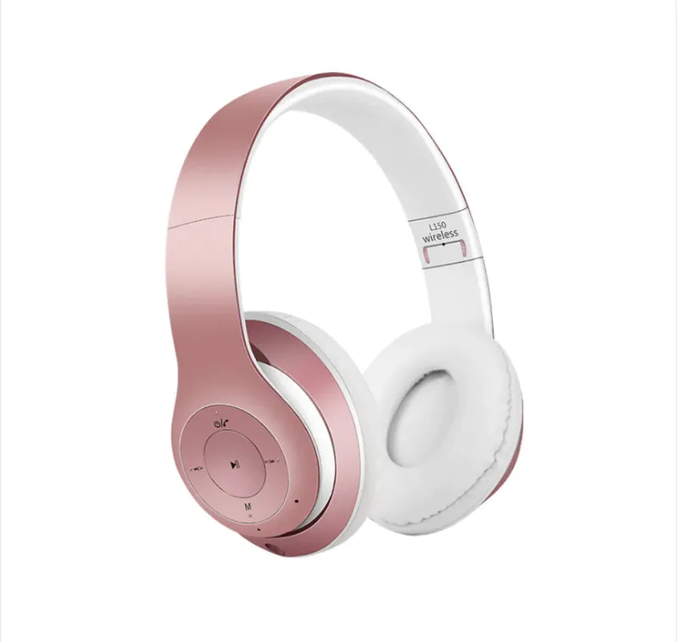 Craques foldable bluetooth gaming headset in pink and white with cushioned ear cups and wireless controls