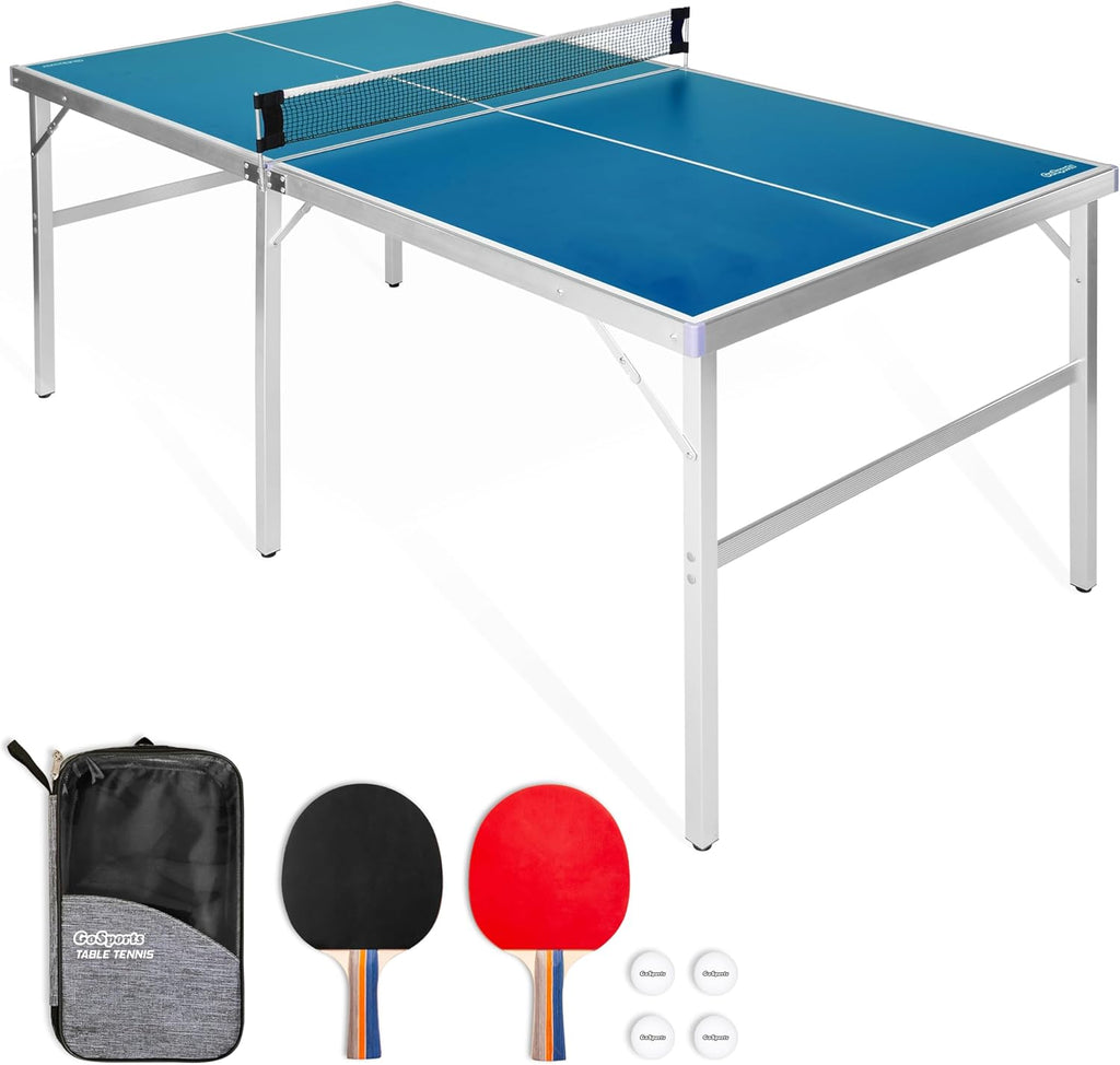 Craques portable table tennis set with blue foldable table, paddles, balls, and carrying case