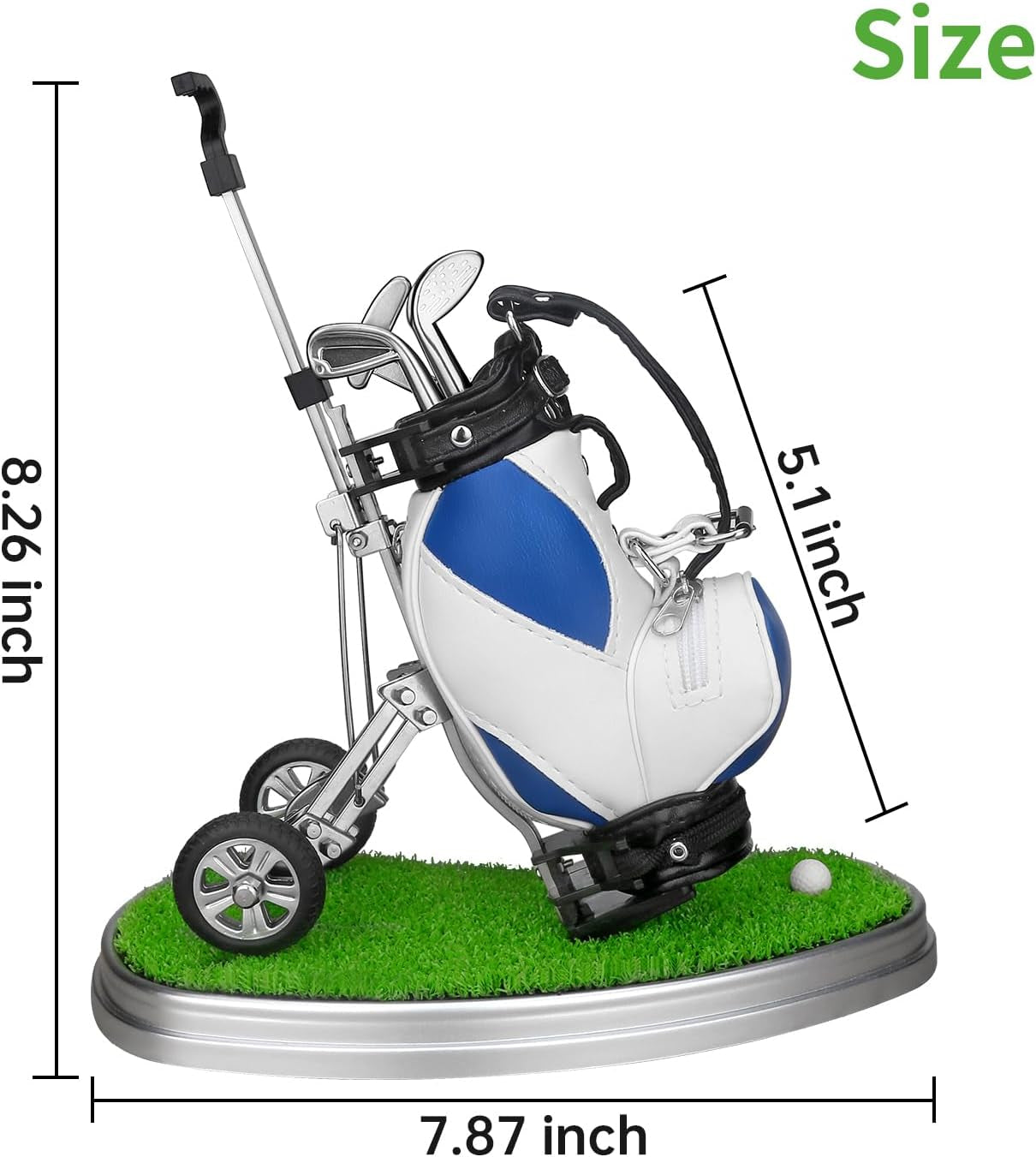 Craques golf gifts for men miniature golf bag and cart set with clubs on green base
