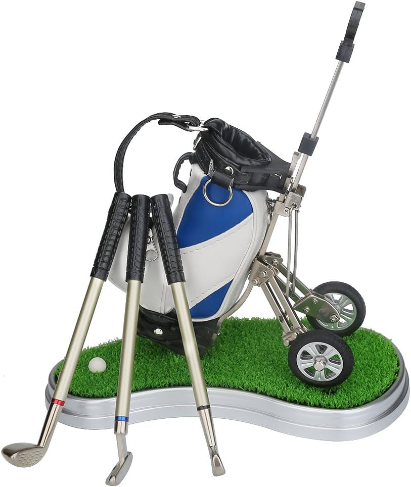 Craques mini golf set with three clubs, golf bag, and trolley on artificial grass golf gifts for men