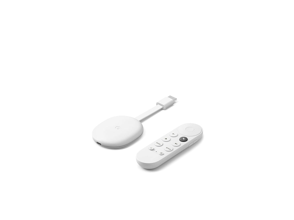 Craques 4K Google TV streaming device with compact white design and remote control