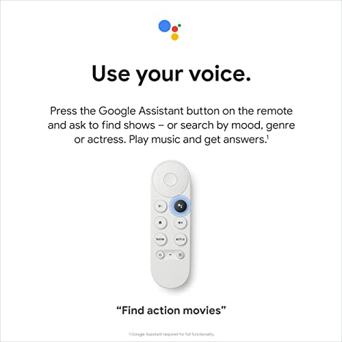 Craques 4K Google TV streaming device remote with Google Assistant voice search feature