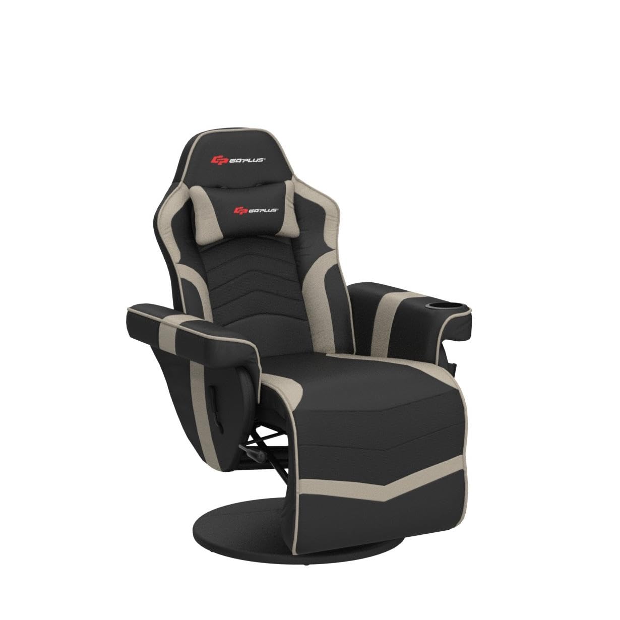 Craques black and gray massage gaming chair for adults with reclining feature and cup holder