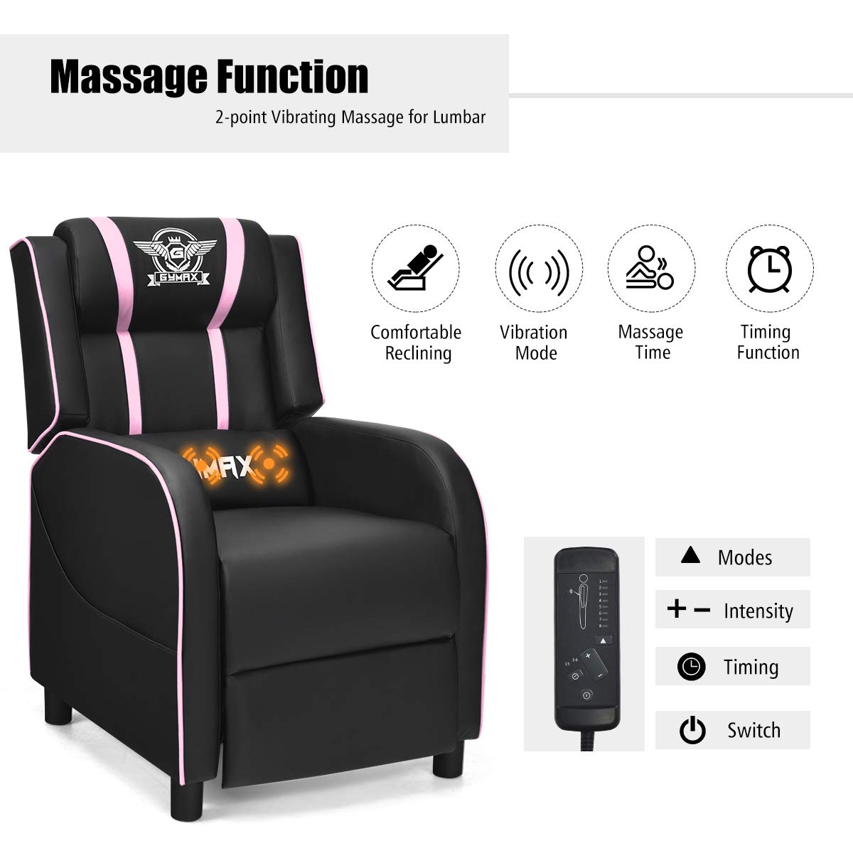 Craques Reclining Gaming Chair with Massage and Remote