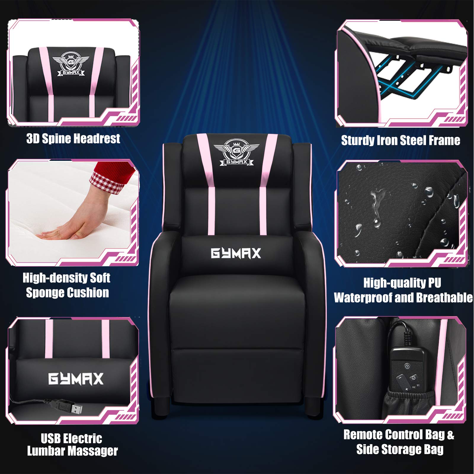 Craques Reclining Gaming Chair with Massage and Remote
