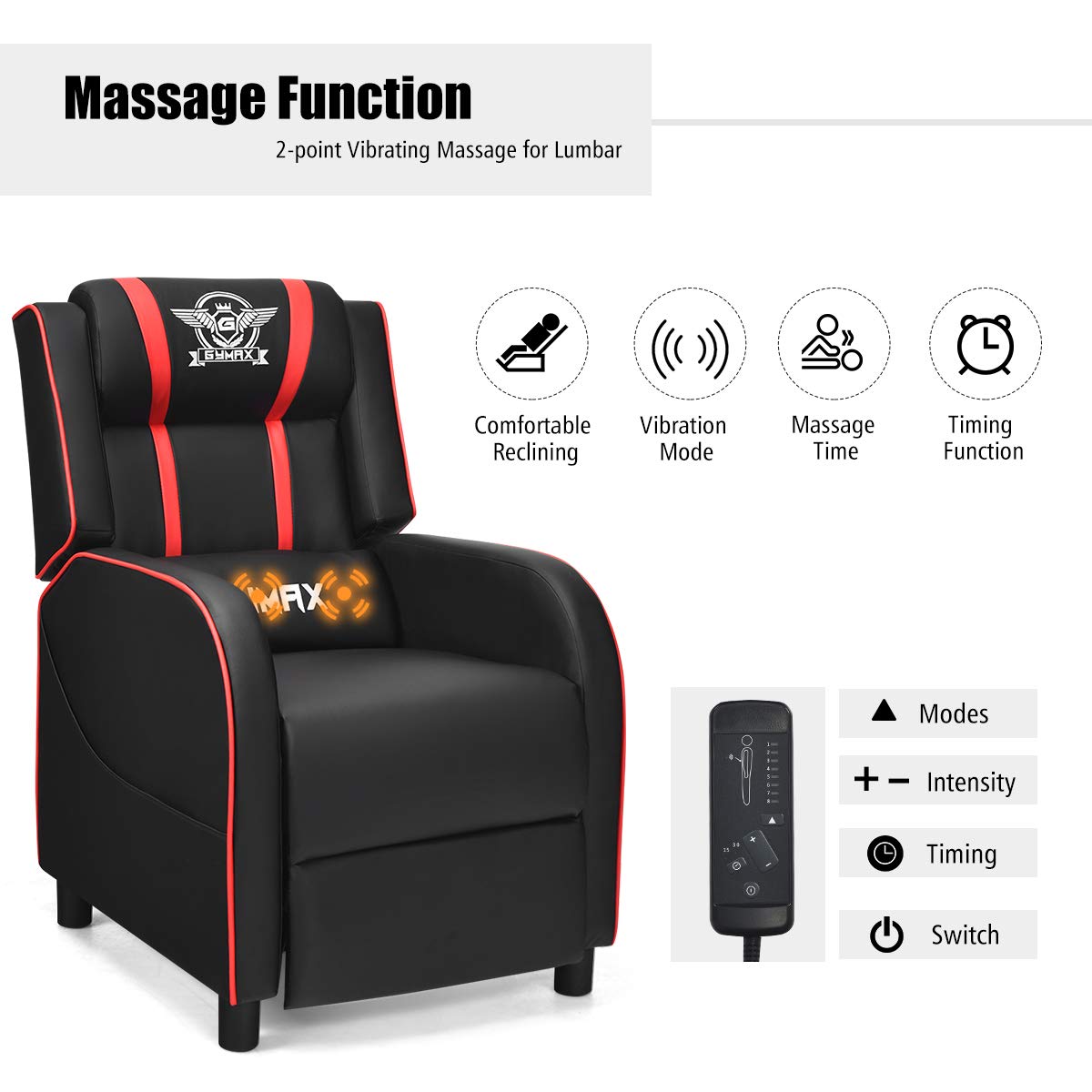 Craques Reclining Gaming Chair with Massage and Remote
