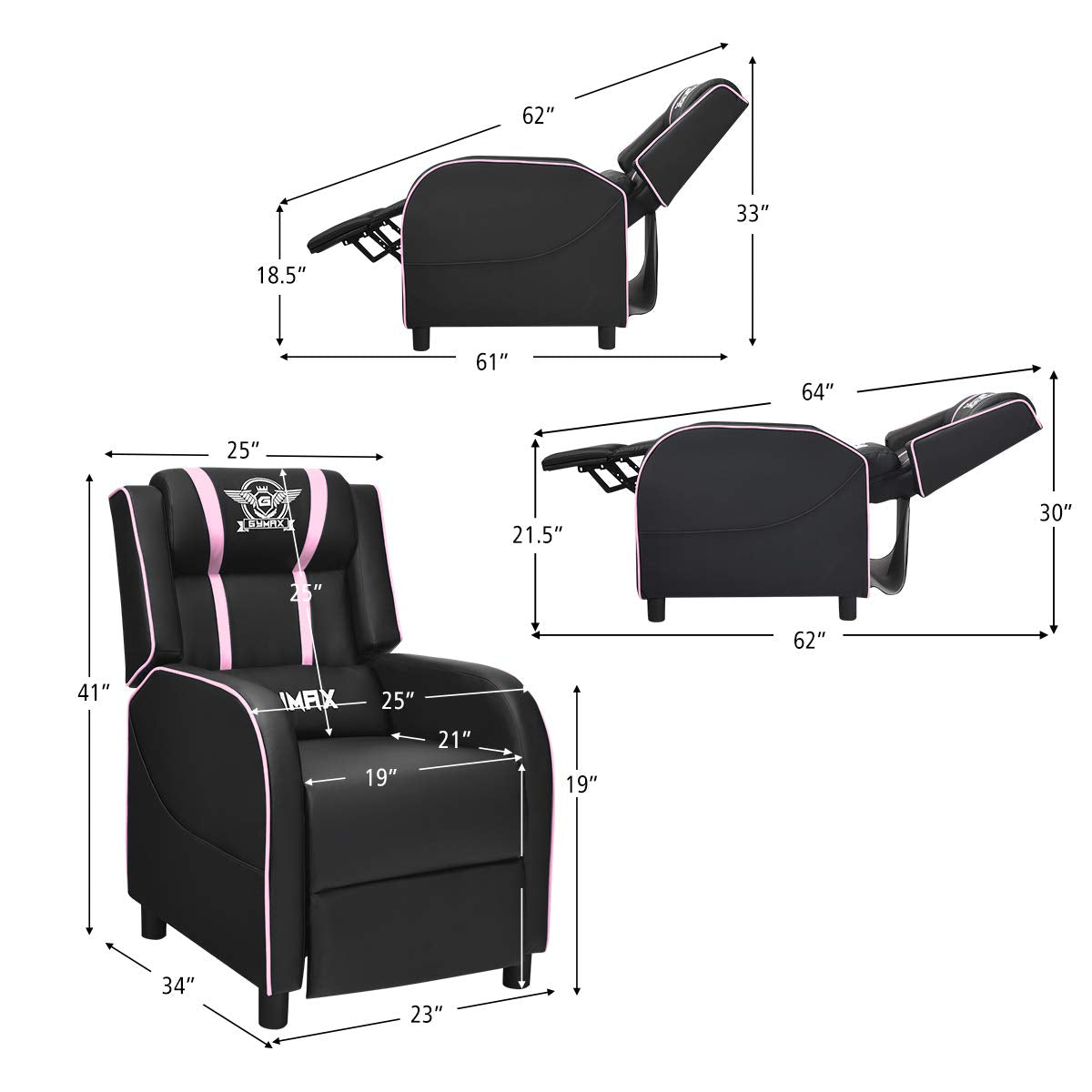 Craques Reclining Gaming Chair with Massage and Remote