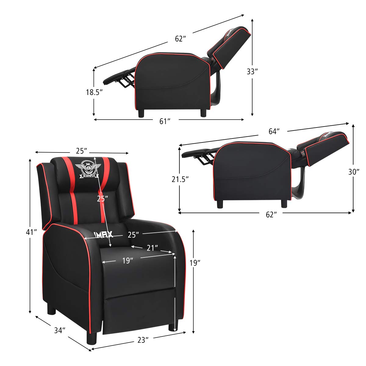 Craques Reclining Gaming Chair with Massage and Remote