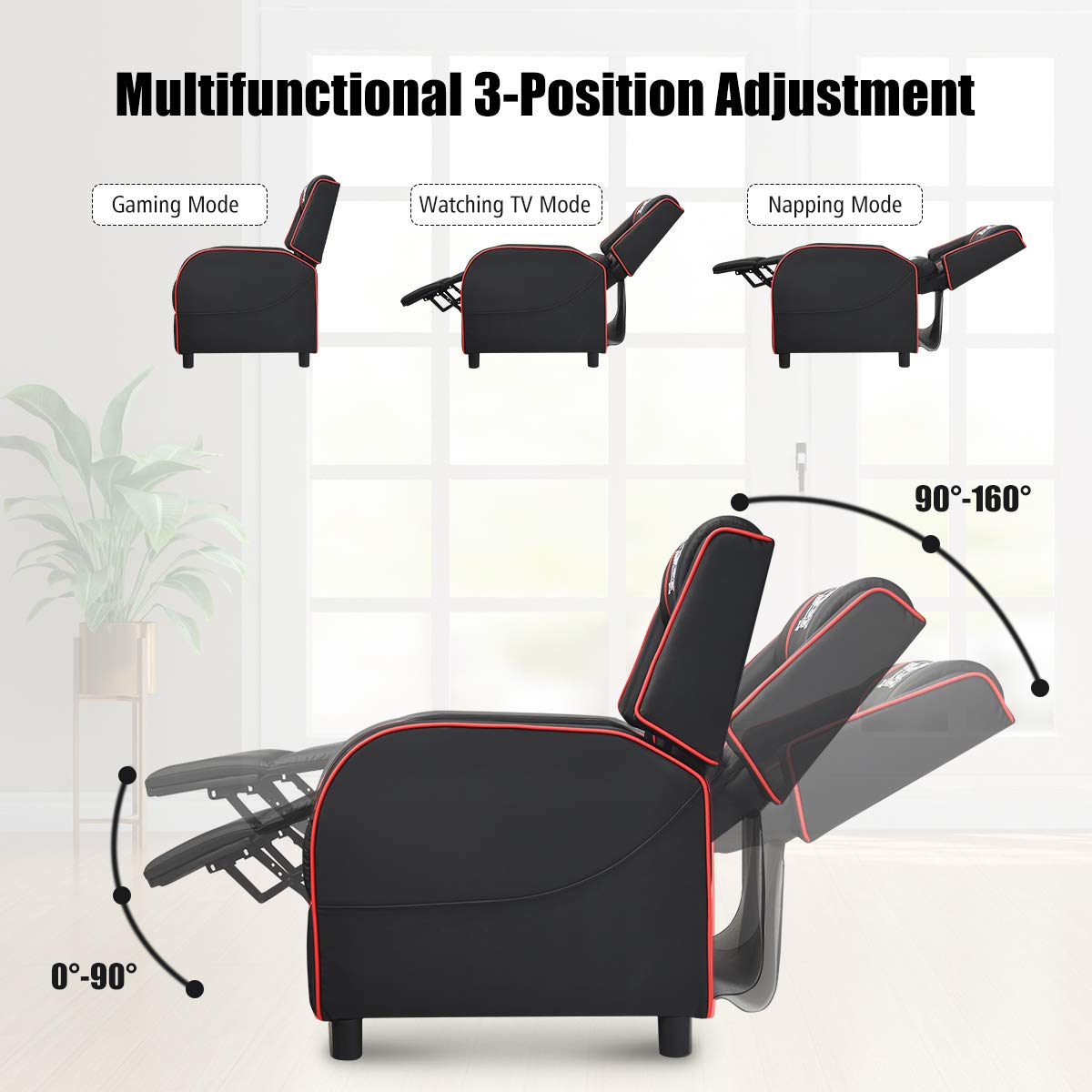 Craques Reclining Gaming Chair with Massage and Remote