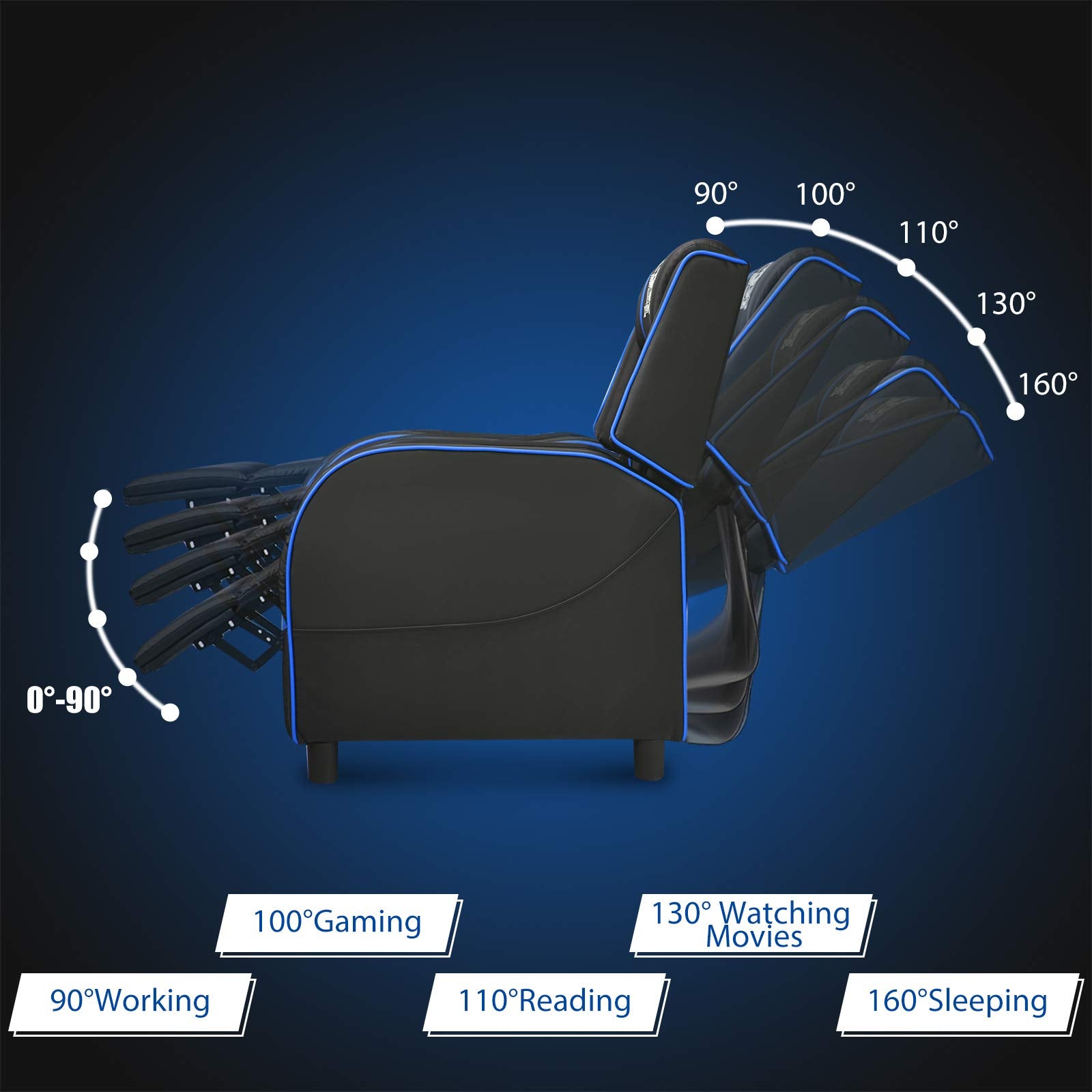 Craques Reclining Gaming Chair with Massage and Remote