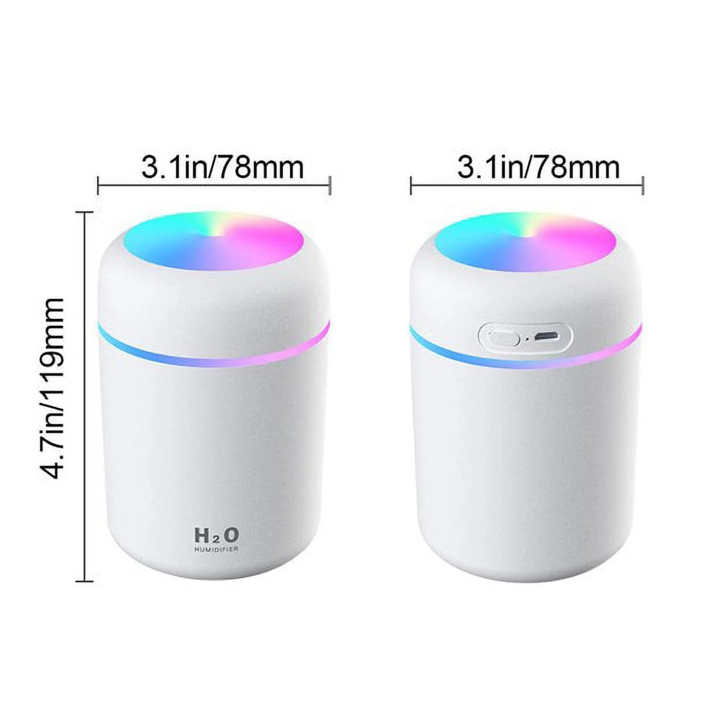 Craques portable mini humidifier white compact design with colorful LED light and measurements