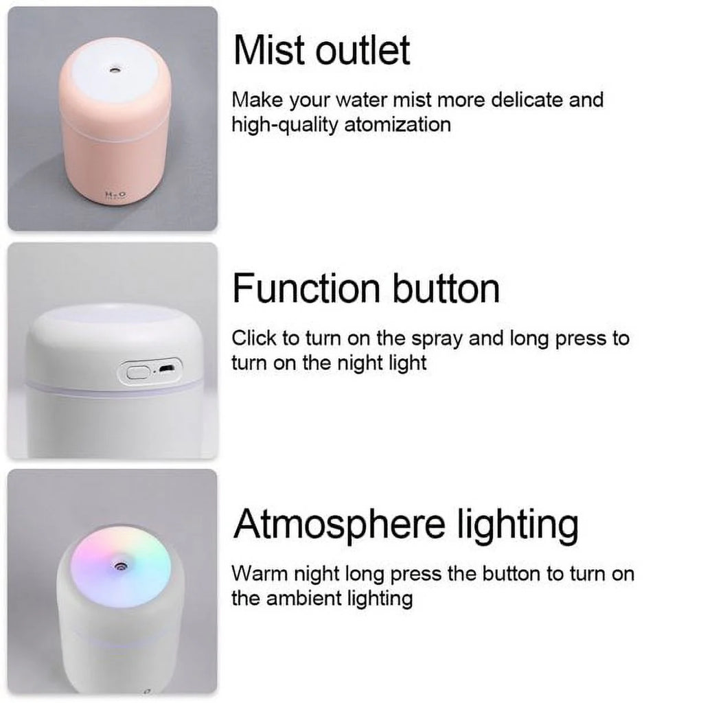 Craques portable mini humidifier with mist outlet function button and RGB atmosphere lighting