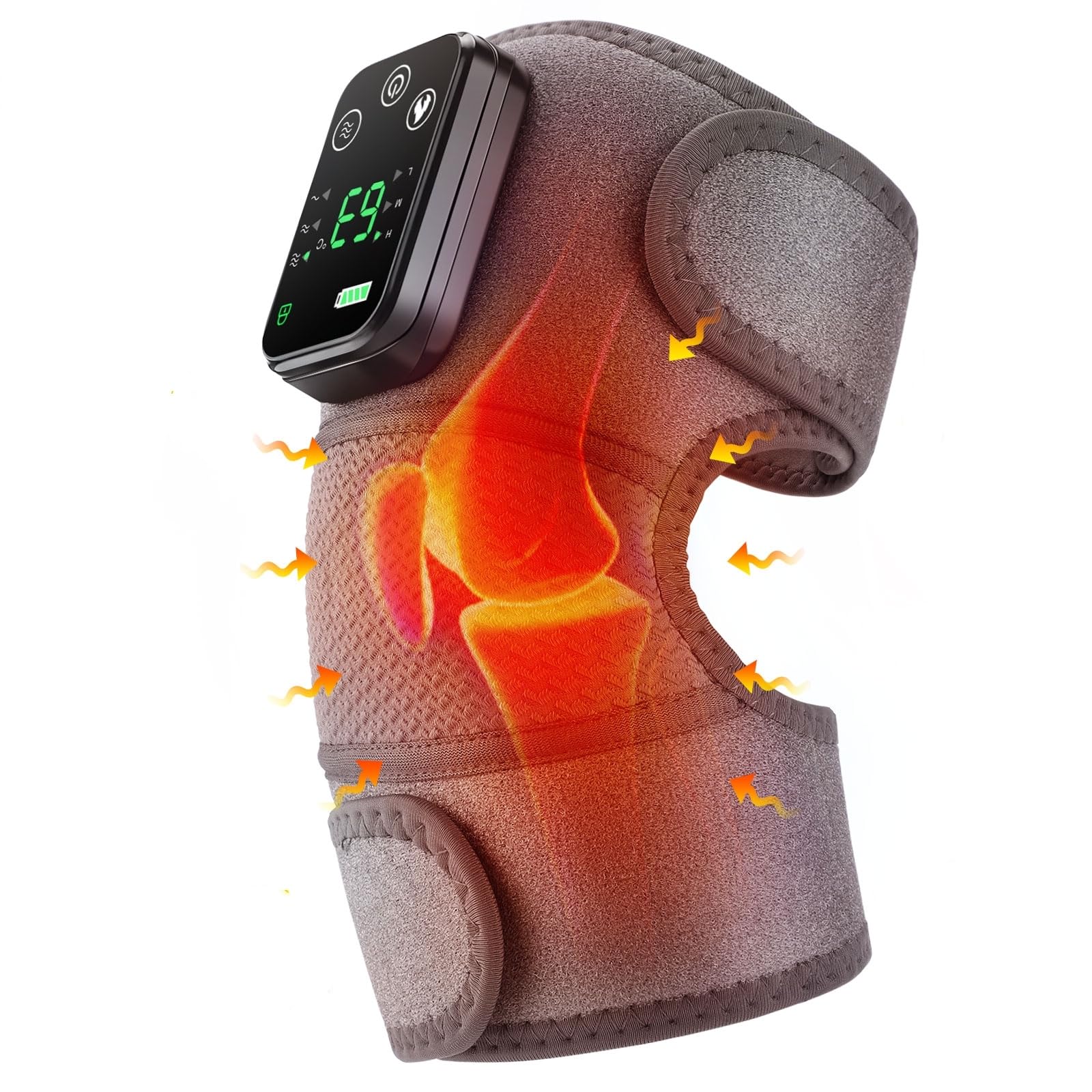 Craques heated knee brace for pain relief with digital control panel and adjustable straps