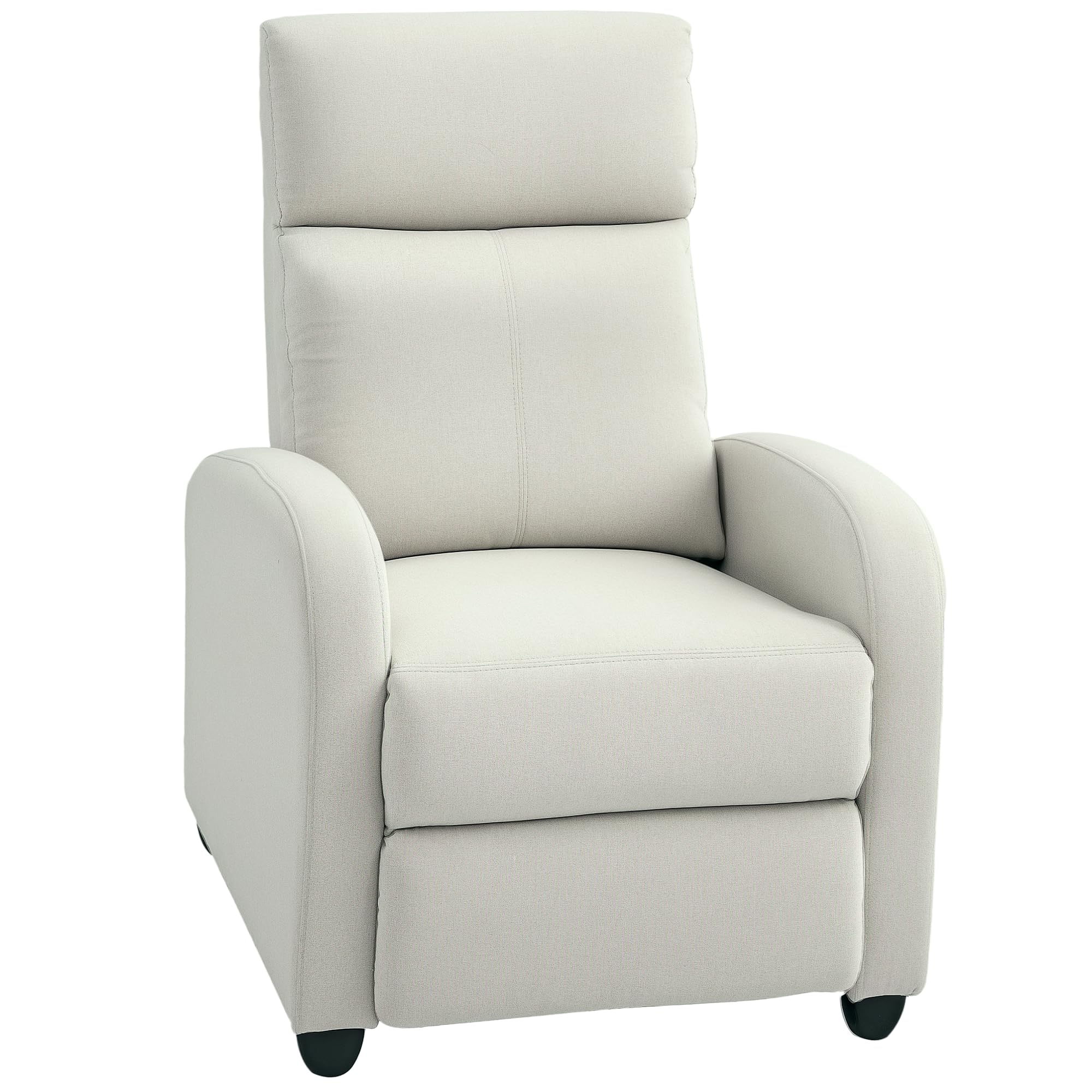 Craques HOMCOM push back recliner chair in light gray with cushioned armrests and headrest