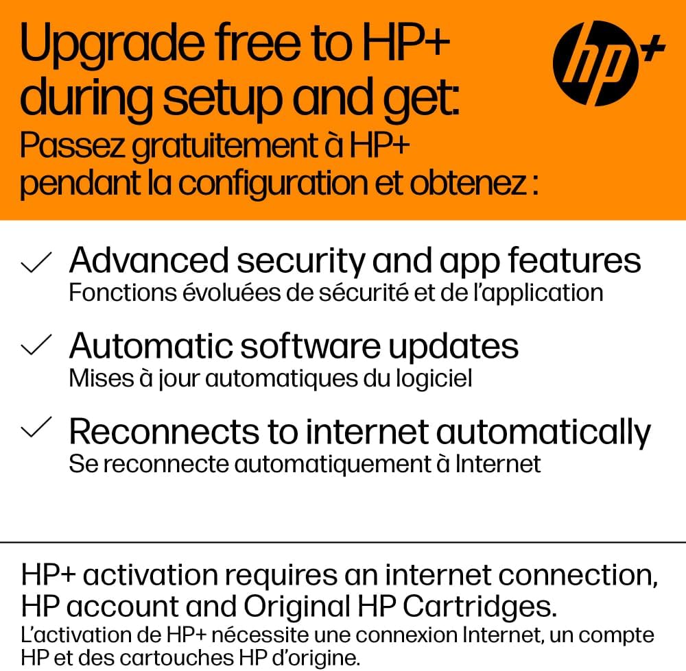 HP DeskJet 2855e wireless printer upgrade offer with HP plus for advanced security and automatic updates