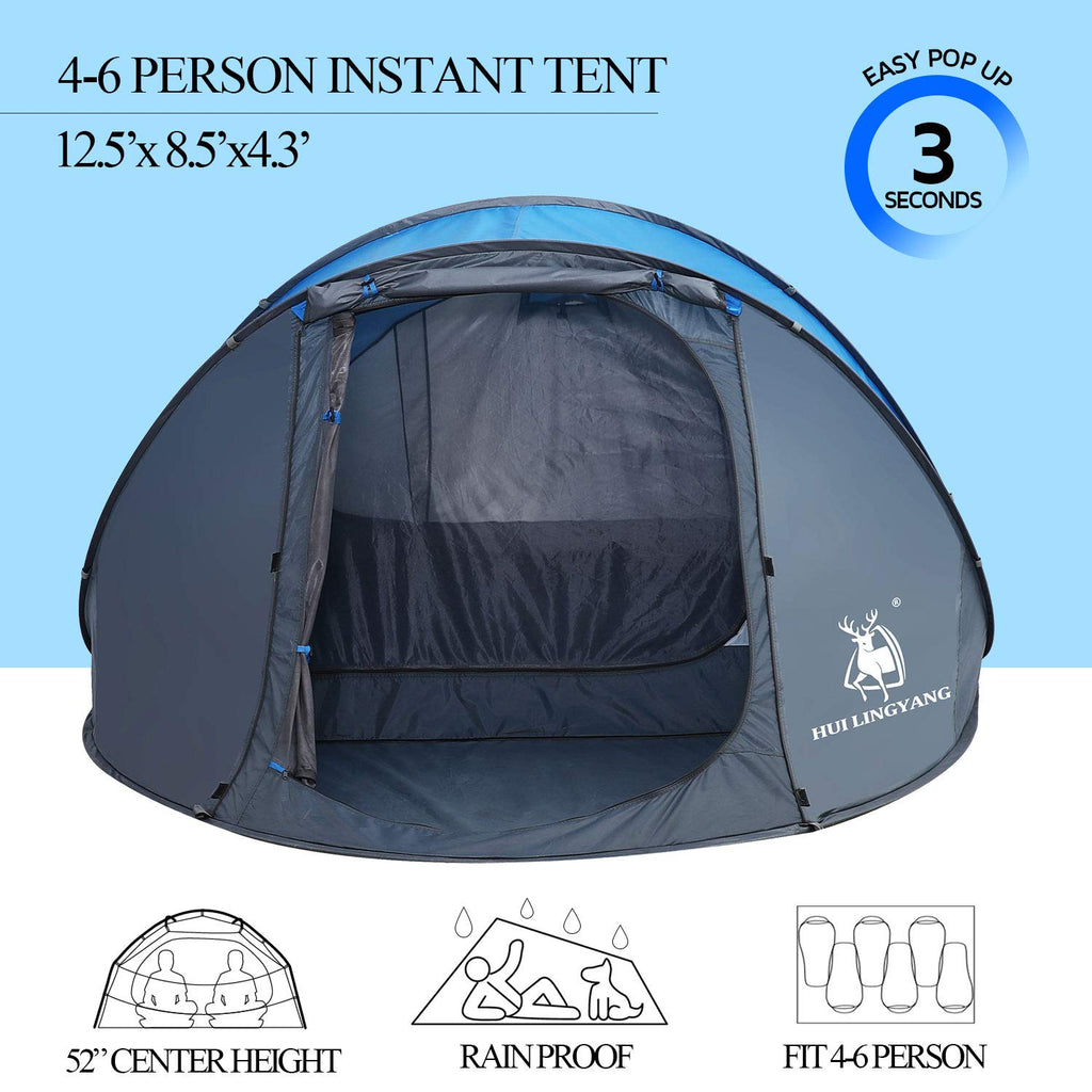 Craques 6 person pop up camping tent in dark gray with easy instant setup and rainproof design