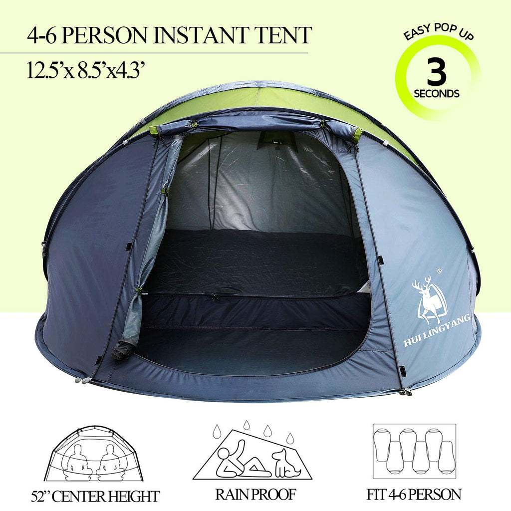 Craques 6 person pop up camping tent in dark gray with instant setup and rainproof design