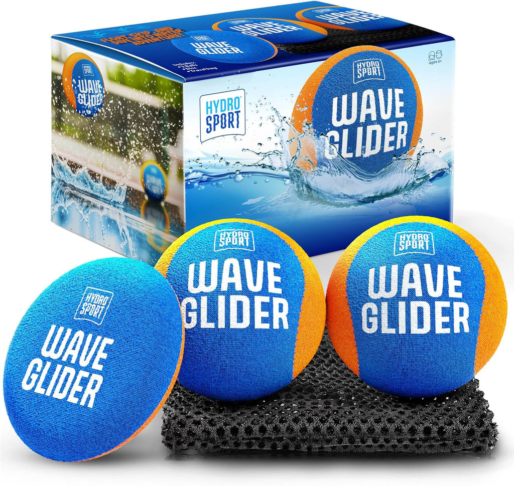 Craques skipping water balls for kids Wave Glider set with blue and orange colors and carrying pouch