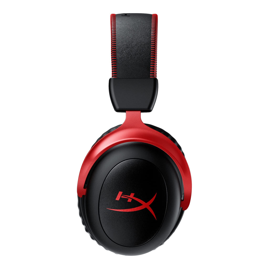 HyperX Cloud II gaming headset in black and red with cushioned ear cups and adjustable