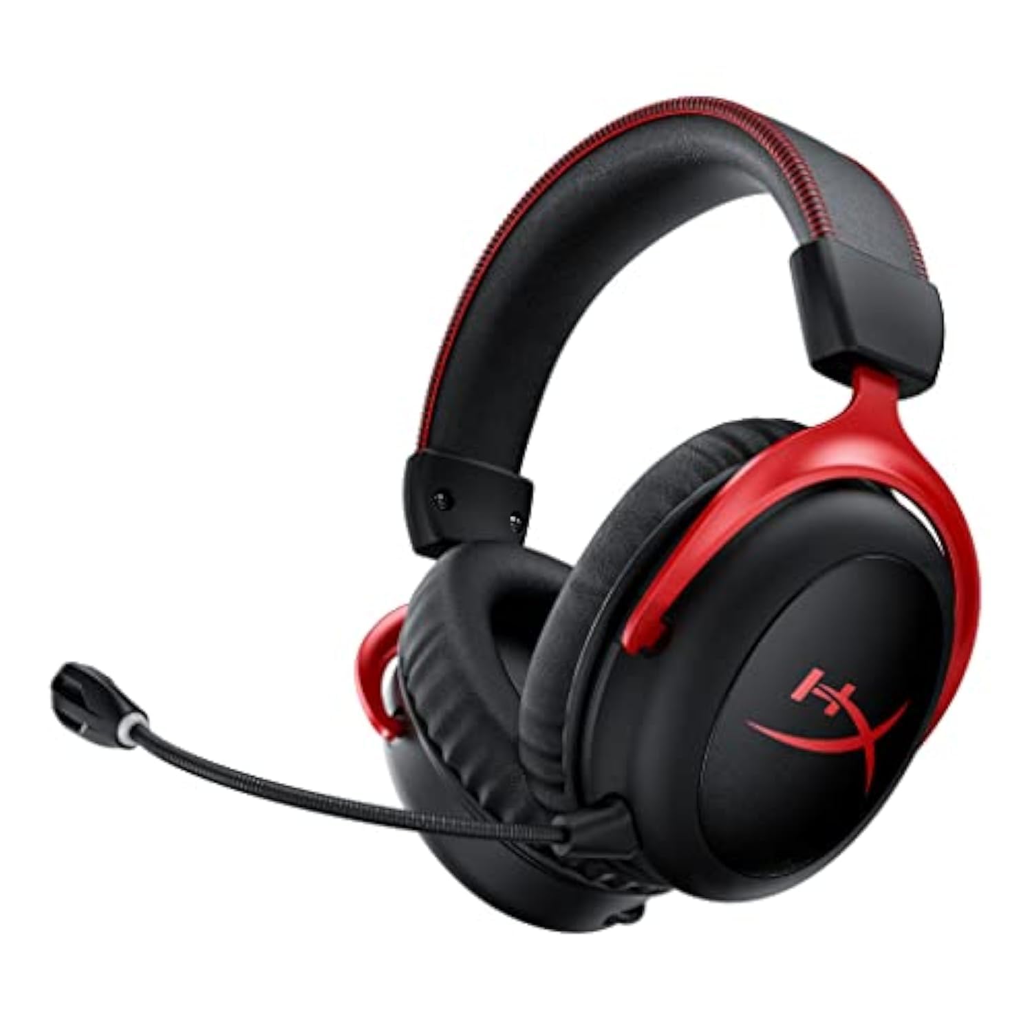 Black and red HyperX Cloud II gaming headset with padded ear cups and adjustable microphone by craques