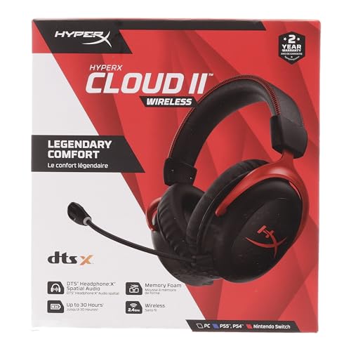 HyperX Cloud II gaming headset wireless over-ear headphones with memory foam and noise-cancelling microphone