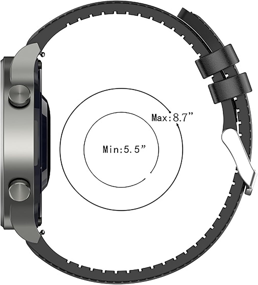 Black ID208 plus watch band replacement showing adjustable strap from 5.5 to 8.7 inches