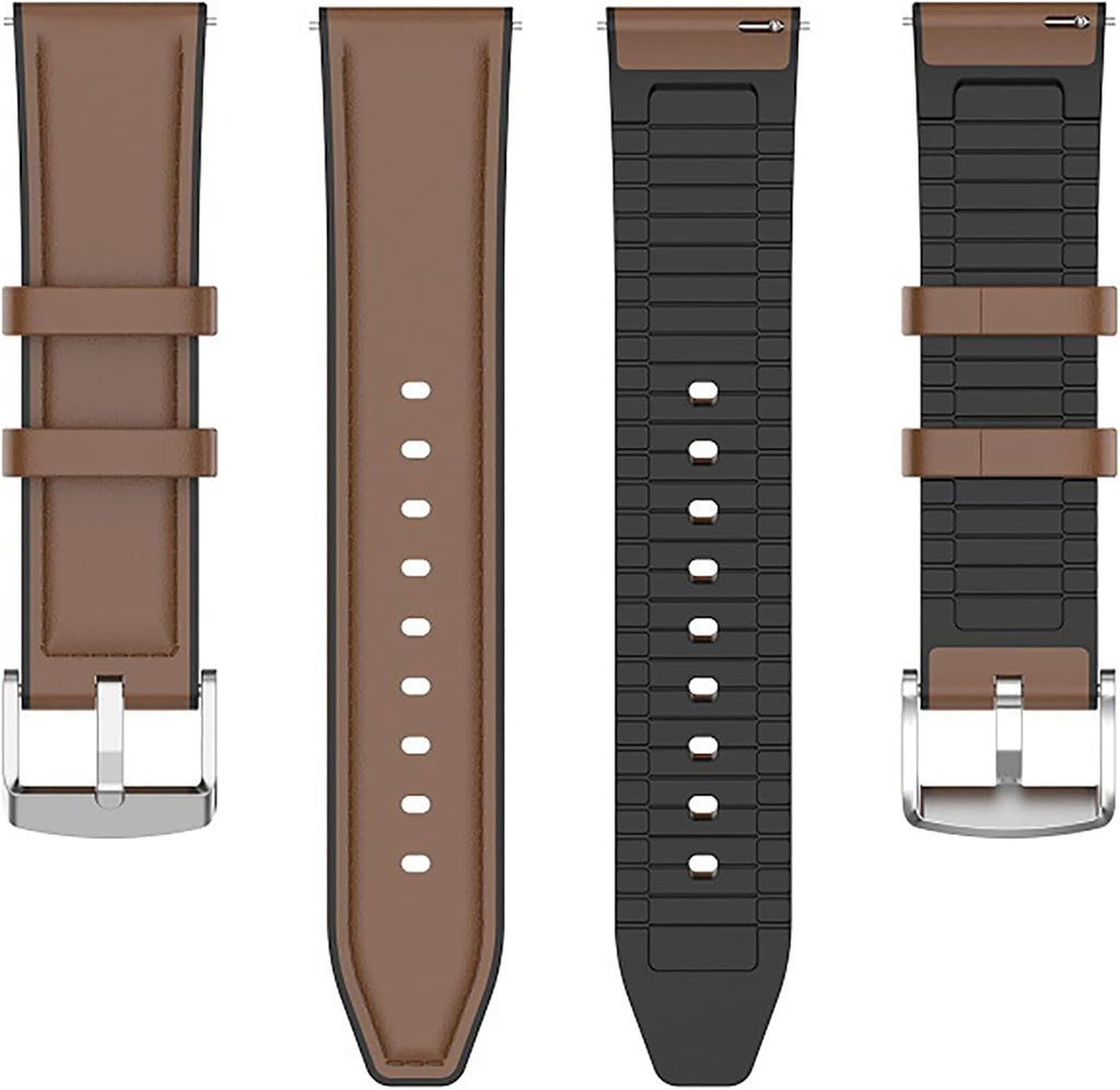 craques ID208 plus watch band replacement in brown leather and black silicone with stainless steel buckle