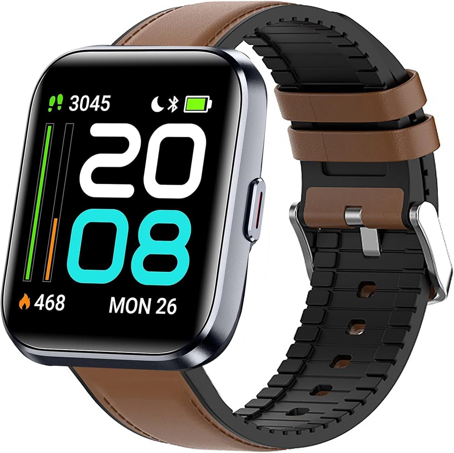 ID208 plus watch band replacement by craques brown leather and black silicone hybrid strap