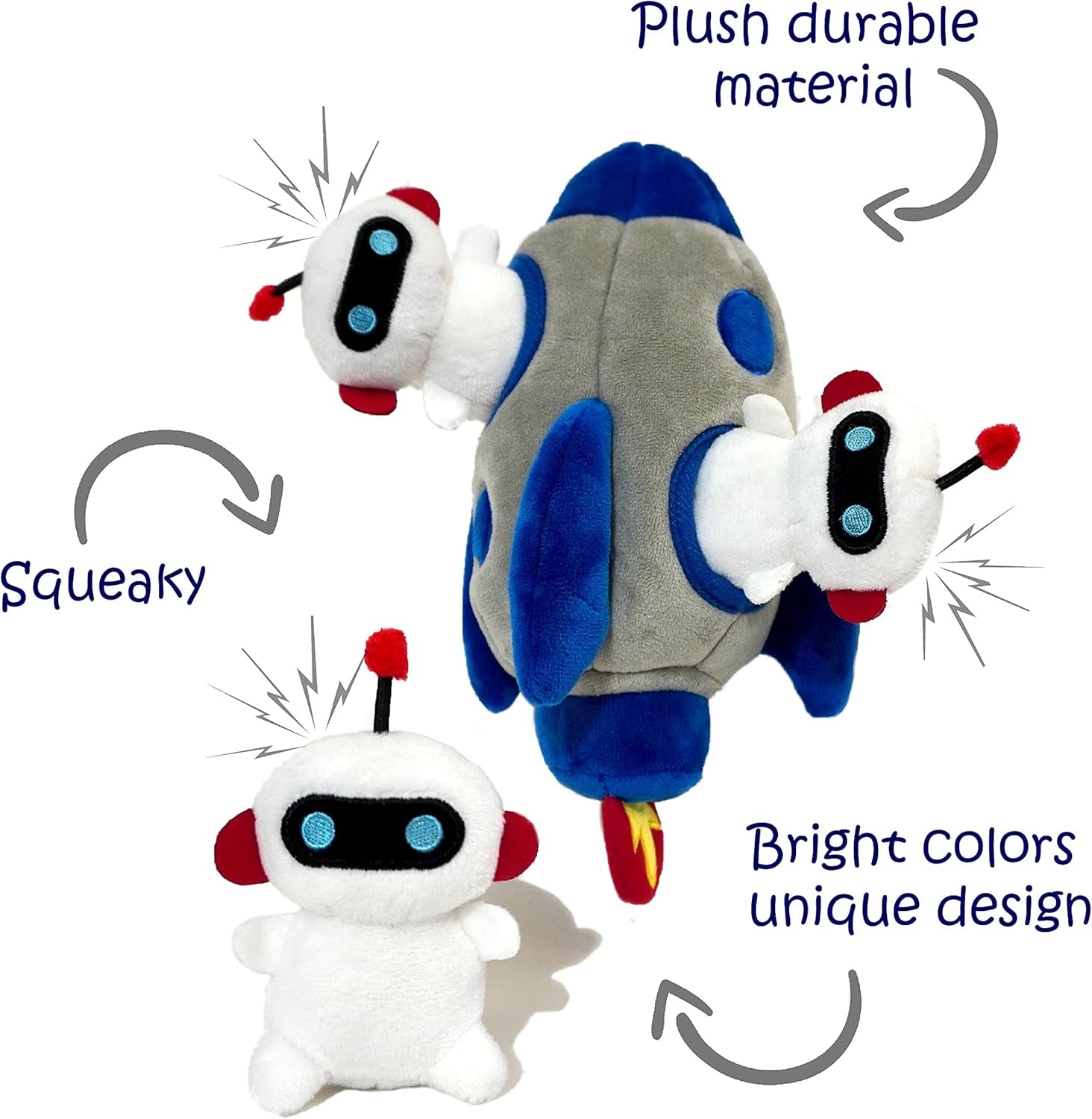 Interactive dog puzzle toy by craques featuring plush durable material and squeaky robot design