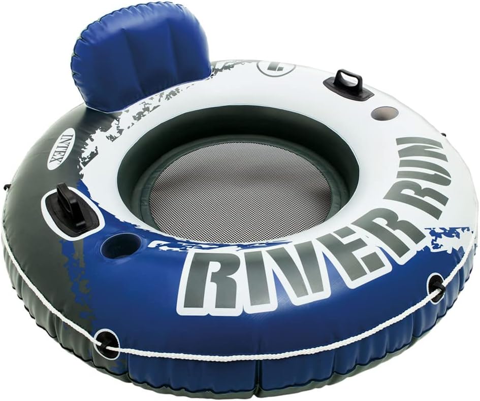 Craques inflatable river float for adults in blue and white with cup holders and backrest for comfort