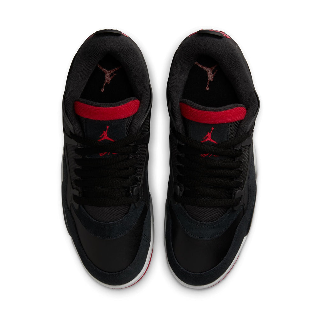 Top view of Air Jordan 4 RM men's sneakers featuring sleek black design and vibrant detailing