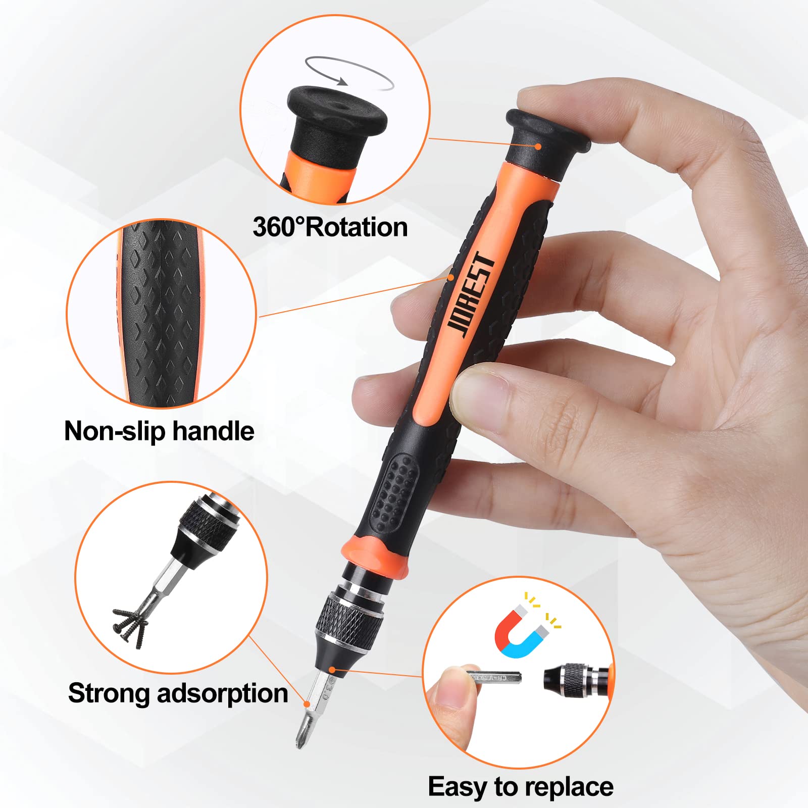 Craques precision screwdriver set for electronics with non-slip handle and 360 degree rotation