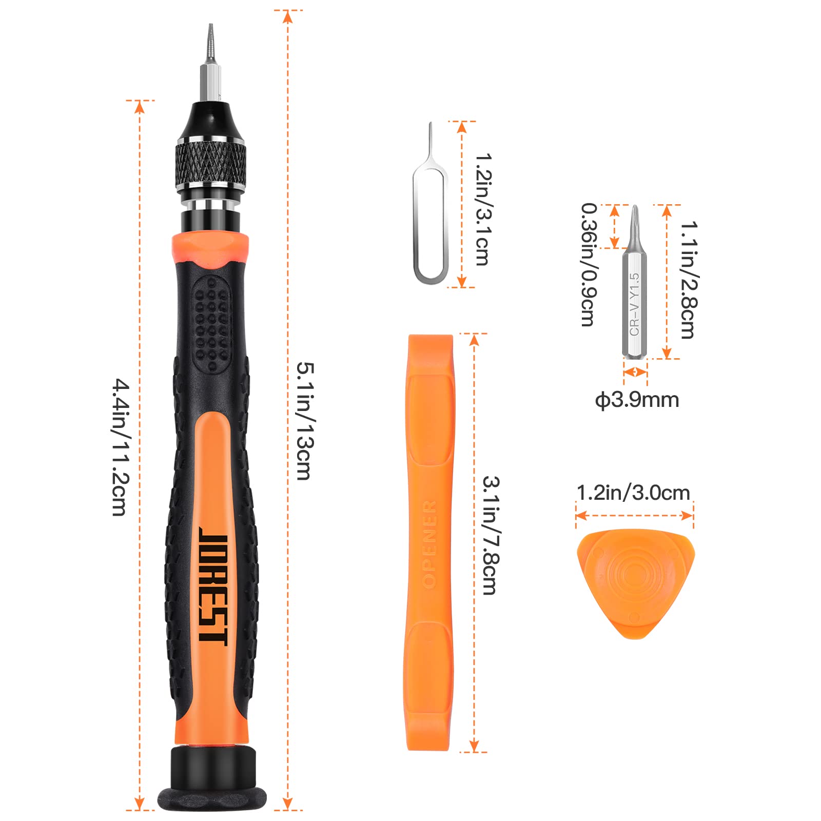 Craques precision screwdriver set for electronics with multiple tools and orange black handle