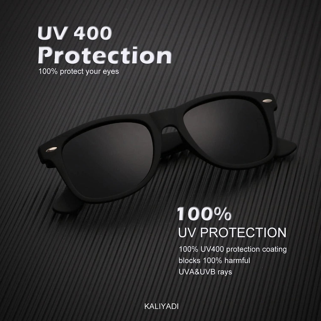 Black polarized sunglasses for men and women with UV 400 protection and durable frame