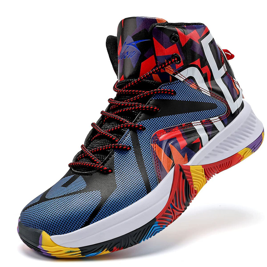 Craques kids high-top basketball shoes with colorful abstract design and cushioned sole