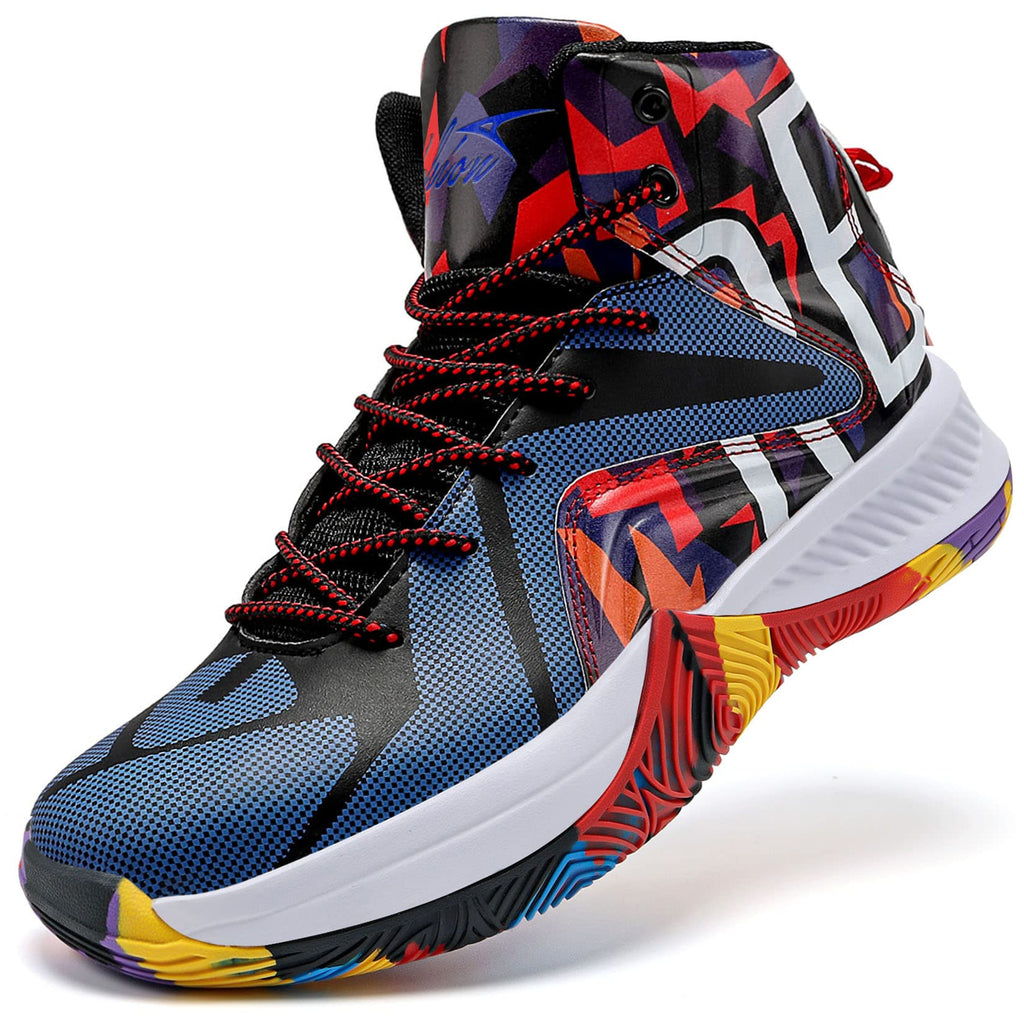Craques kids high-top basketball shoes with colorful geometric patterns and cushioned sole