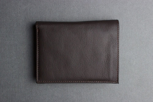 Dark brown slim passcase wallet for men with a sleek and minimalist design