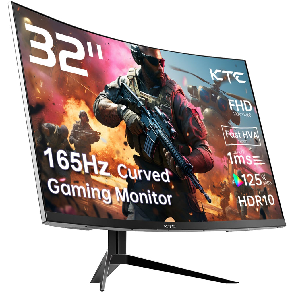 KTC 24 inch gaming monitor curved 32 inch display with 165Hz refresh rate and 1ms response time