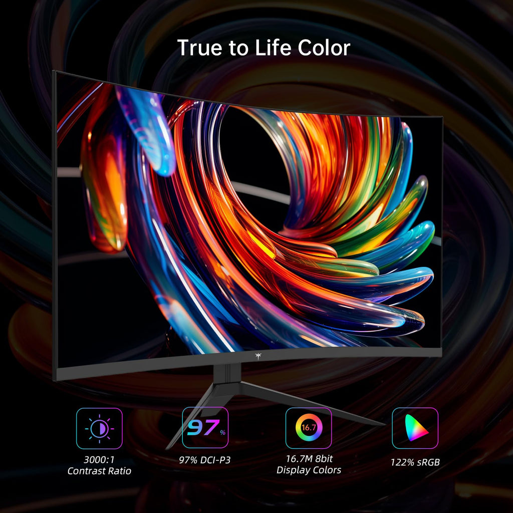 craques KTC 24 inch gaming monitor with curved screen and vivid true to life color display