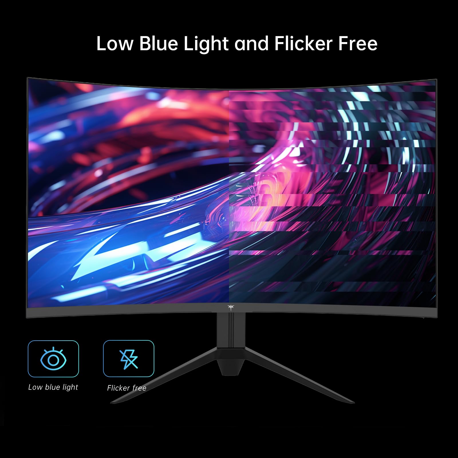 craques KTC 24 inch gaming monitor with curved screen featuring low blue light and flicker free technology