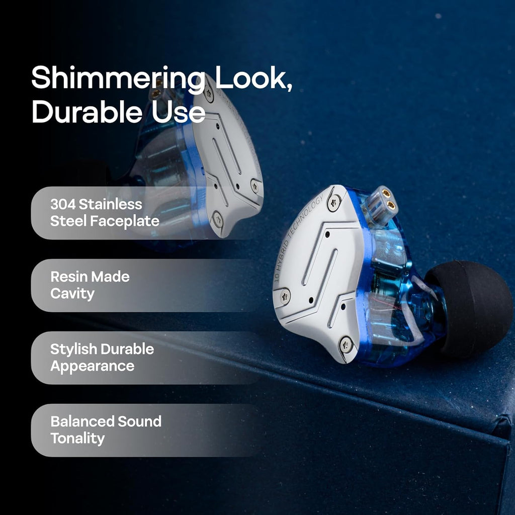 Craques hybrid in ear monitors for musicians with stainless steel faceplate and balanced sound tonality