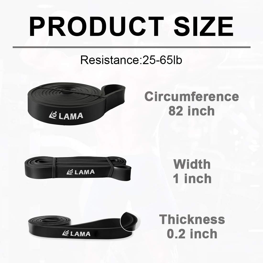 Craques resistance bands for powerlifting with 25 to 65 pound resistance and 82 inch circumference