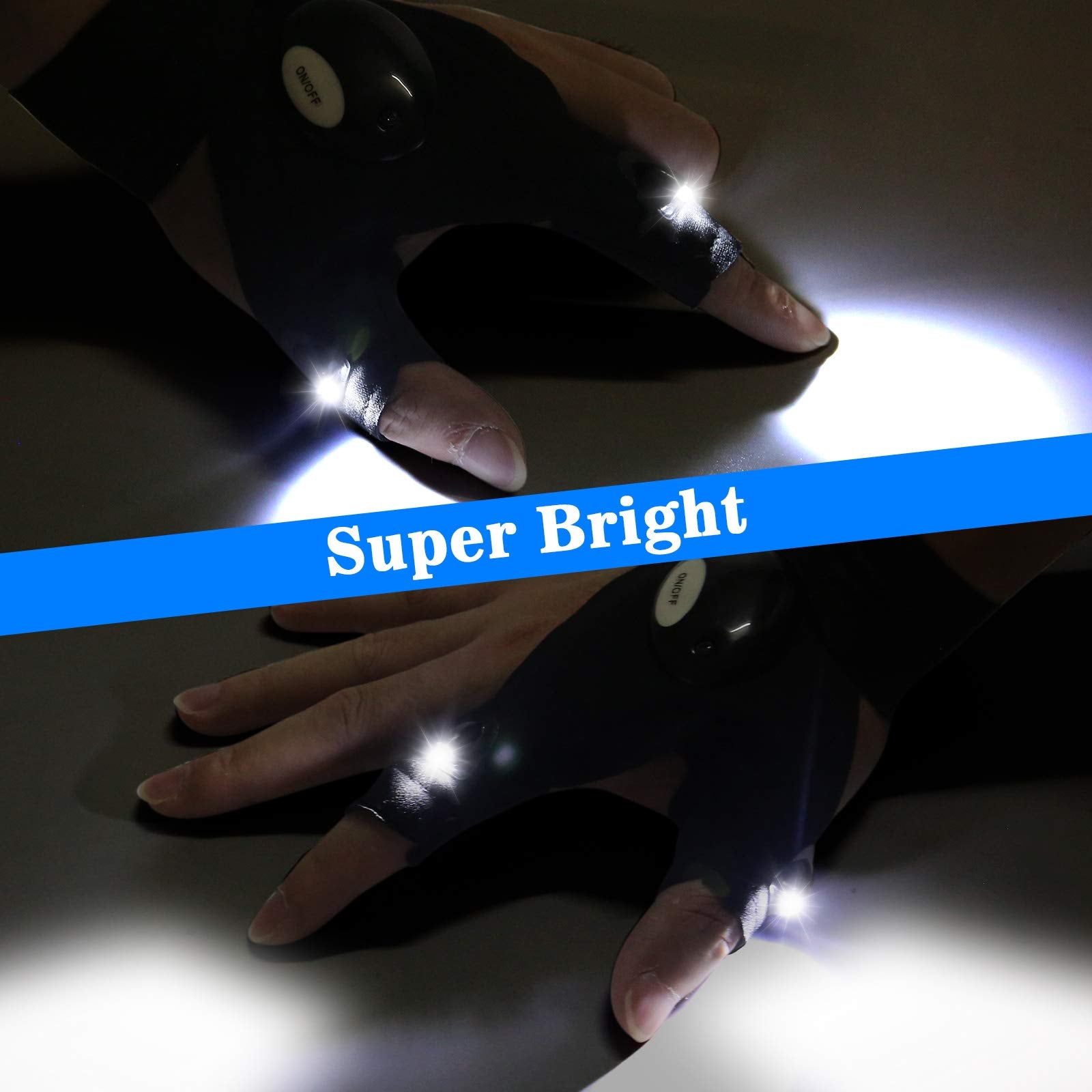 Craques LED flashlight gloves for dad with bright built-in lights on fingers for hands-free illumination